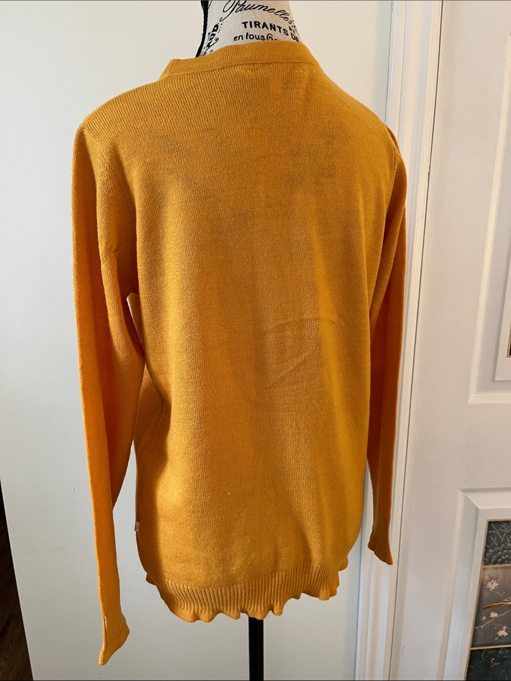 🍎Women's Mustard Yellow V-Neck Button Cardigan Sweater - Picture 6 of 9